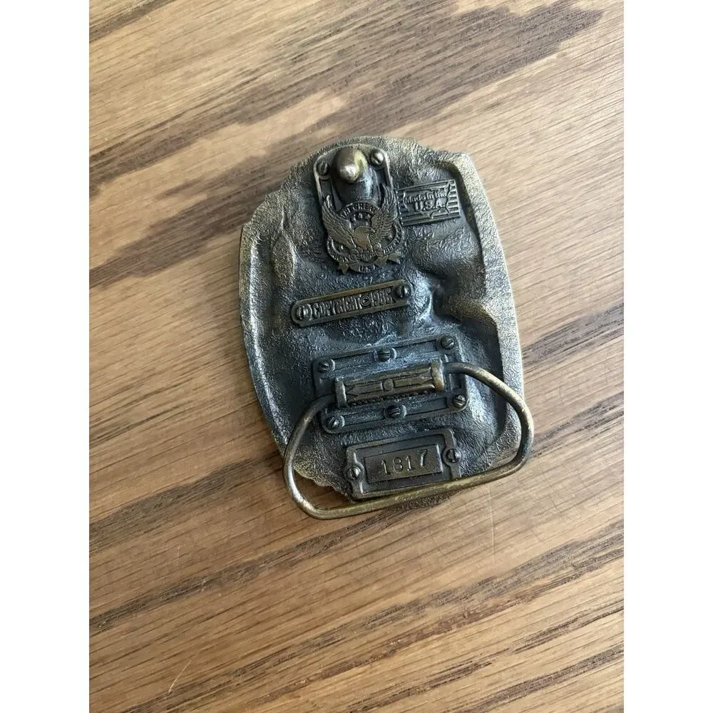 Vintage 1986 Brass Hunting Belt Buckle An American Tradition Made in the USA
